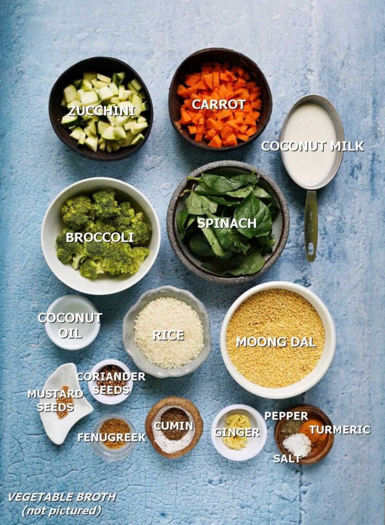 ingredients for ayurvedic moong dal dish