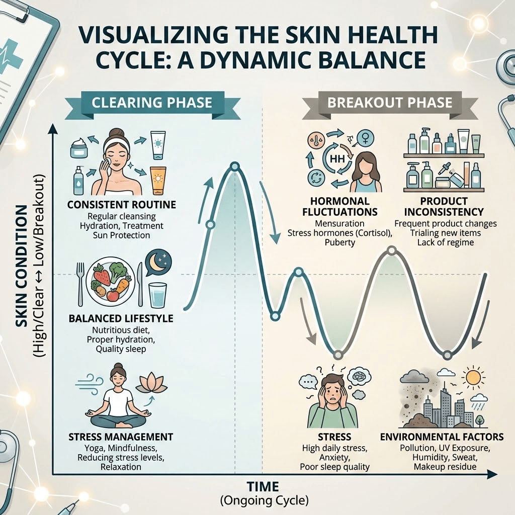 Why does my skin clear up and break out again?